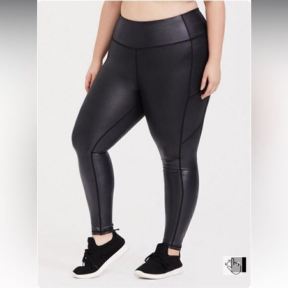 Torrid Black Sparkle Coated Wicking Active Legging with Pockets - Picture 1 of 11